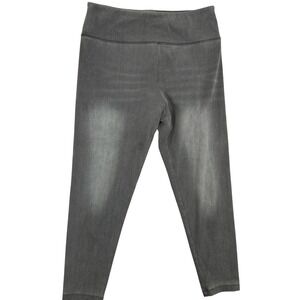 Soft Surroundings Gray Denim Knit Leggings Pull On High Rise Large